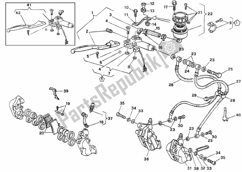 Tutte le parti per il Impianto Freno Anteriore Dm 012263 del Ducati Supersport 900 SS 1991